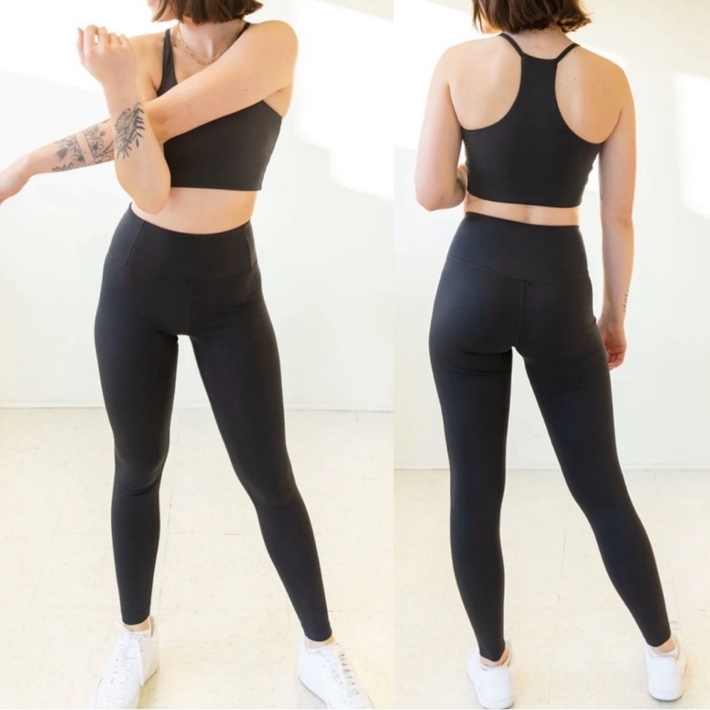 Black Compressive High-Rise Leggings 7/8 Length